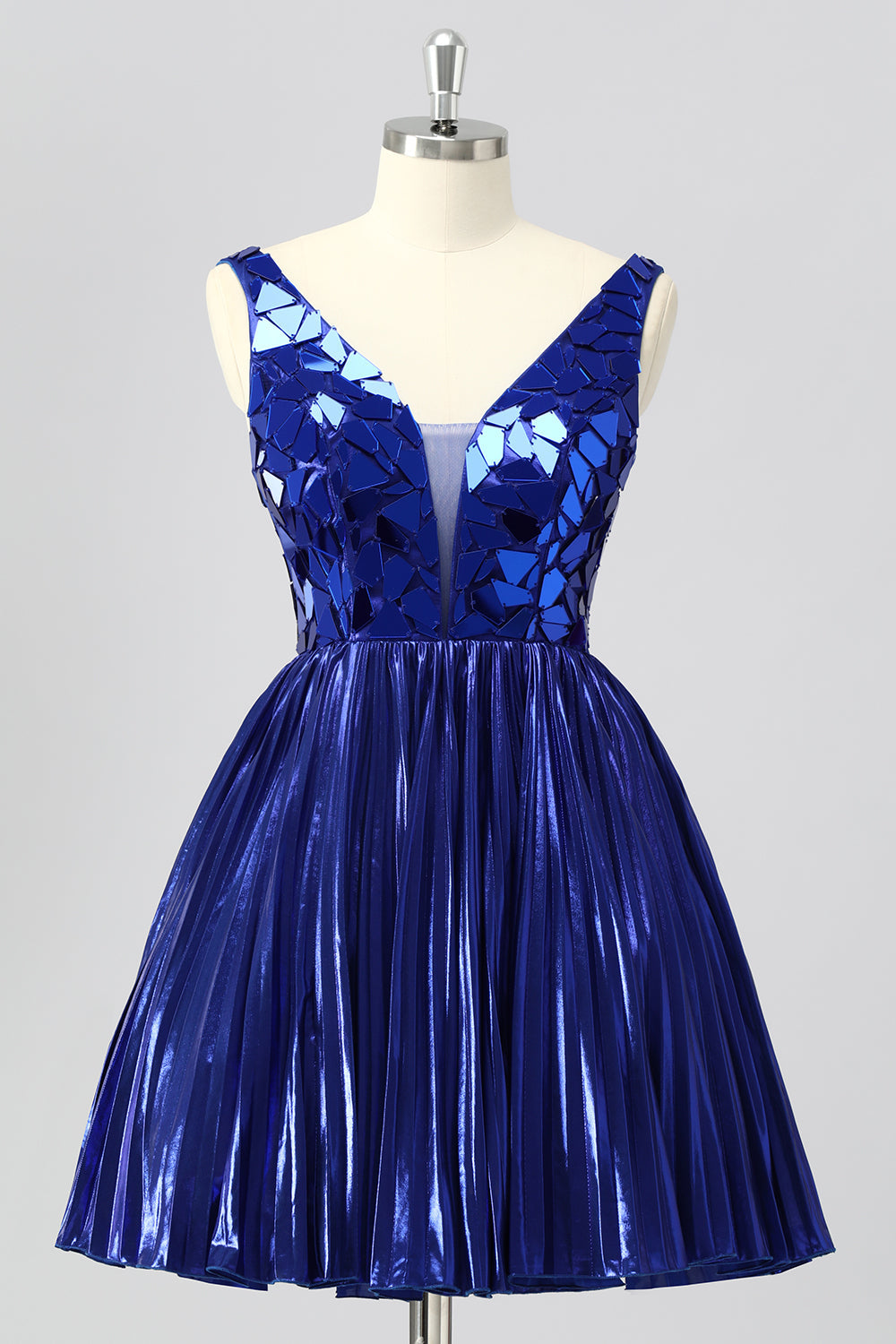 Golden Mirror Metallic A Line Short Homecoming Dress