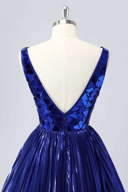 Golden Mirror Metallic A Line Short Homecoming Dress