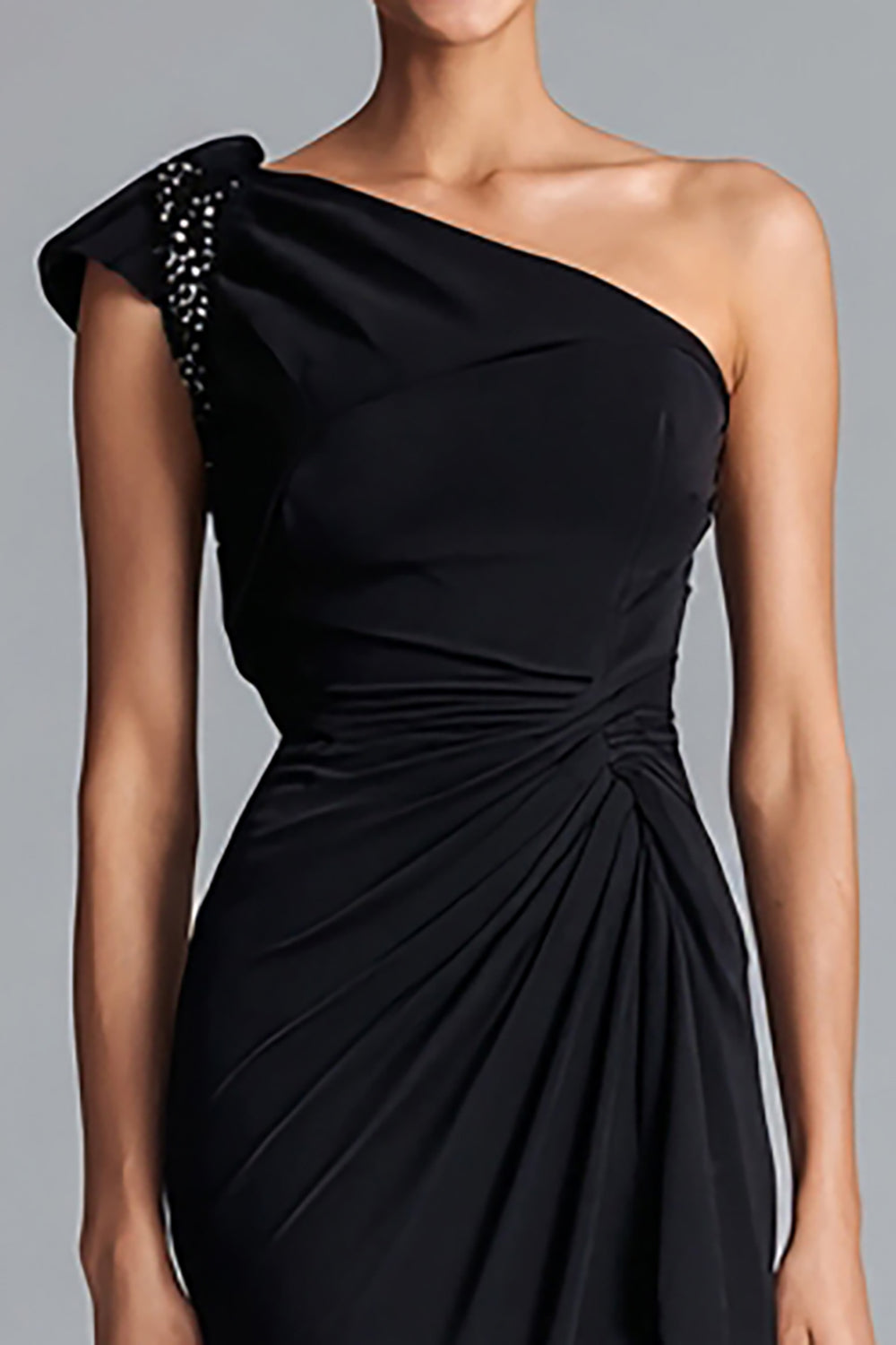 Black Chiffon Mermaid Long Formal Dress