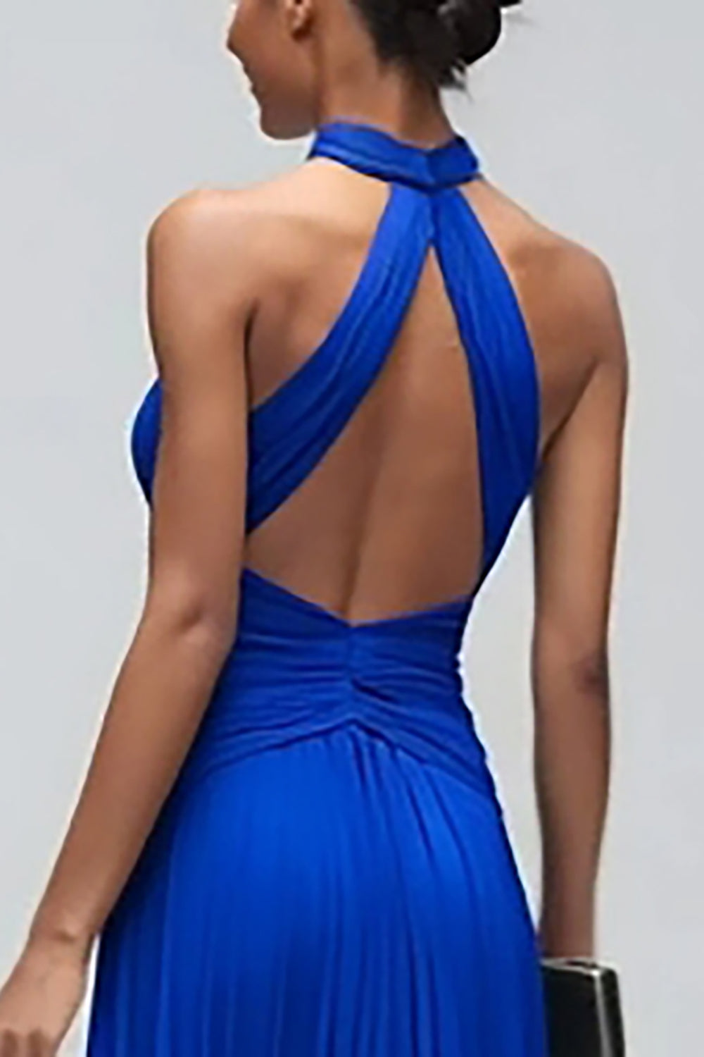 Royal Blue Halter Sheath Maxi Formal Dress