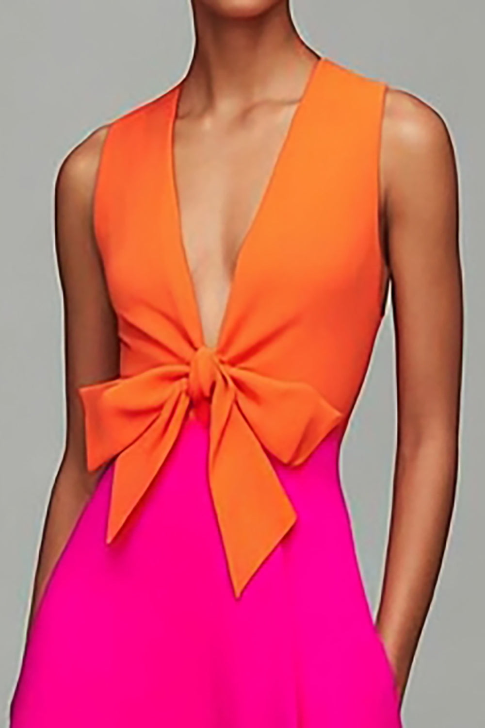 Orange And Fuchsia V Neck A Line Formal Dress