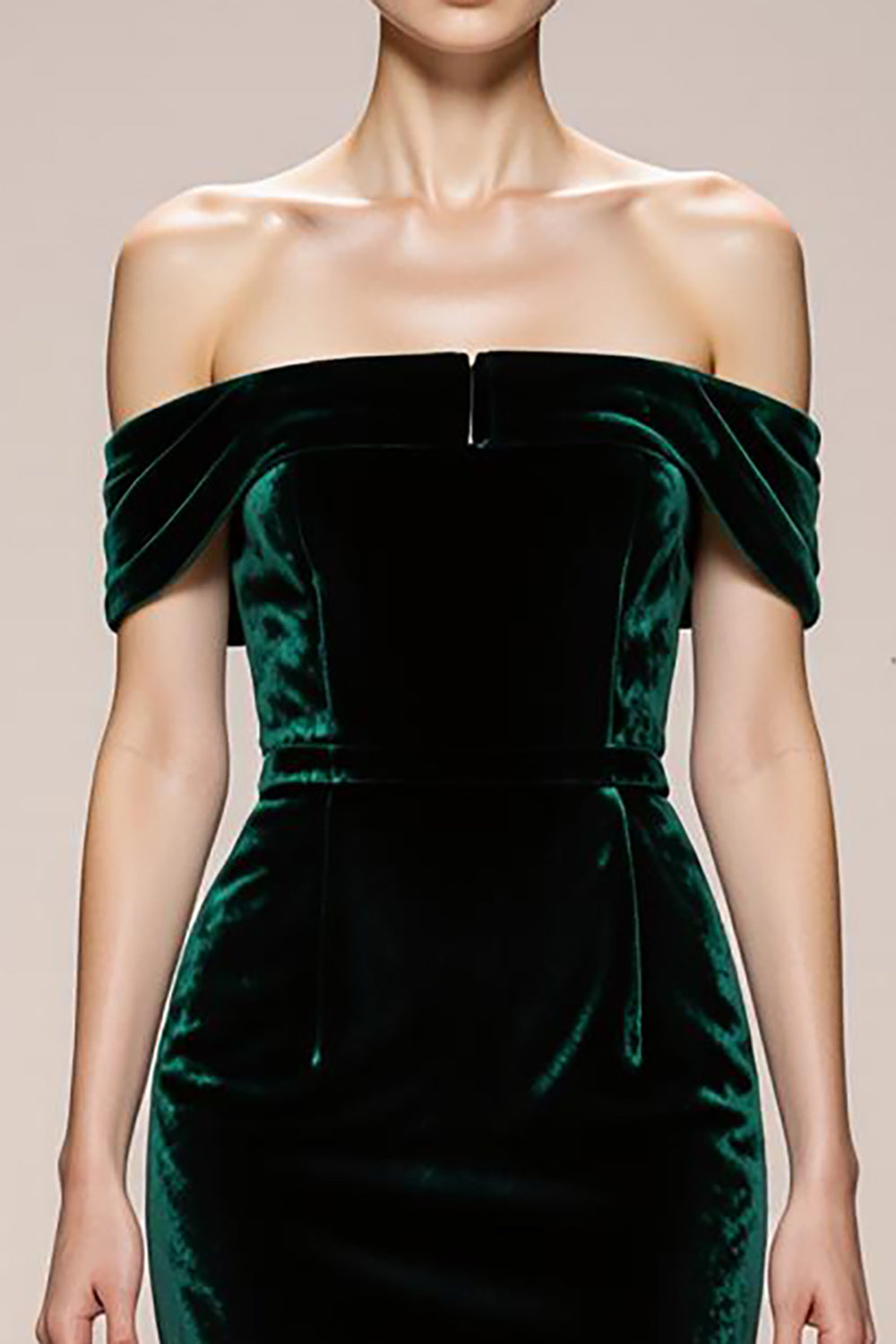 Dark Green Off the Shoulder Mermaid Velvet Evening Dress