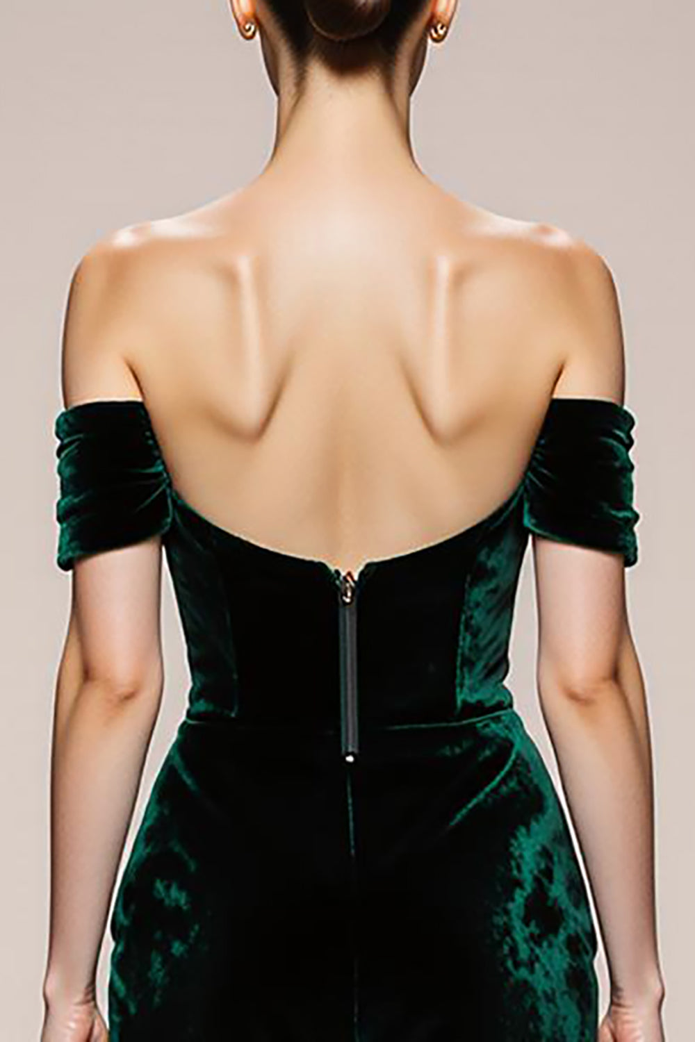 Dark Green Off the Shoulder Mermaid Velvet Evening Dress