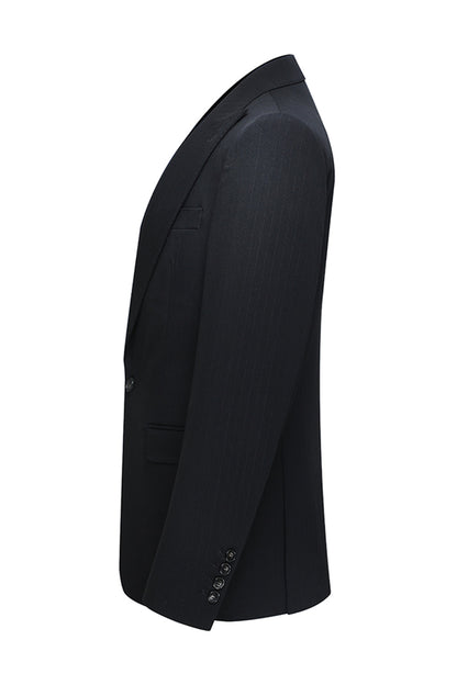 Peak Lapel 3 Piece One Button Slim Fit Black Men's Wedding Suits