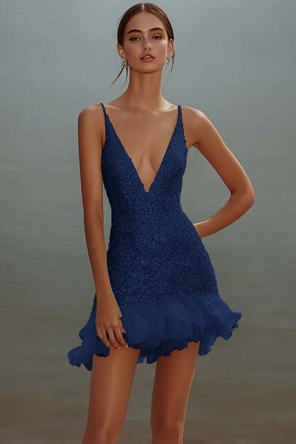 Bodycon Sequins White Short Graduation Dress